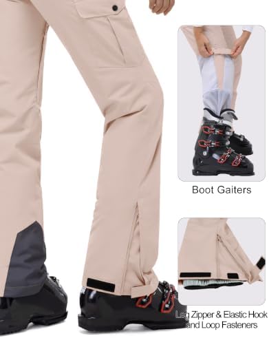 33,000ft Women's Insulated Snow Pants Waterproof Ski with Boot Gaiters