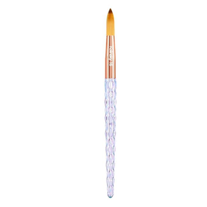 Kiara Sky Kolinsky Acrylic Nail Brush #16 – Pure Kolinsky Sable Hair, Iridescent Crystal Handle, Acetone Resistant, for Acrylic Application, Extensions & 3D Nail Art
