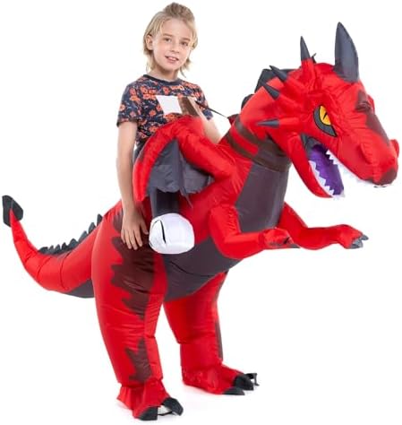 Inflatable Toddler Child Dragon Costume, Blow up Rider Cosplay Boys Girls