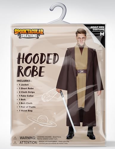 Spooktacular Creations Halloween Mens Tunic Hooded Cloak, Knight Costume Men, Tunic Hooded Robe with Pants for Halloween