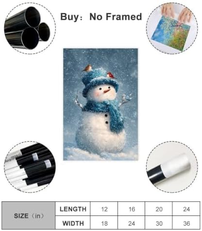 JDBeehpy Funny Wall Art Blue Snowman Holiday Wall Decor Unframed 8x12inch