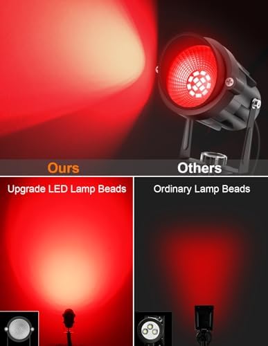 Halloween Red Landscape Lights Outdoor, 14 LED Landscape Lighting with US Plug, IP65 Waterproof Spotlights for Tree Yard Garden Pathway Christmas Decor 2 Pack