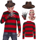 Adult Horror Halloween Costumes for Men with Hat Claw Gloves Mask