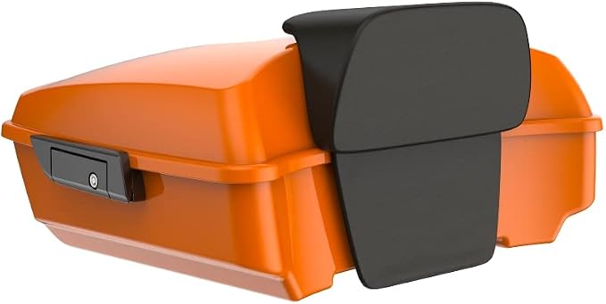 Advanblack Road Glide Tour Trunk Pack Baja Orange Chopped Tour Trunk Pack Backrest Pad for '97-'25 Harley Touring Road King Street Glide Electra Glide CVO models