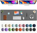 Aothia Faux Leather Desk Mat - Large Mouse Pad, Non-Slip PU Leather Blotter, Waterproof Writing Surface for Office and Home (Grey, 63" x 17")