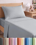 Twin XL Size 3 Piece Sheet Set - Breathable & Cooling Sheets - Steel Blue