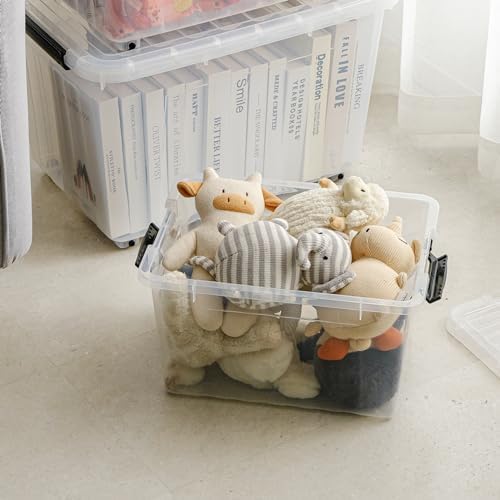 Cetomo 18Qt Plastic Storage Bin, Stackable Storage Box with Lid, Organizer, Container for Home, Office, Drom, PP, BPA-Free, Nestable, Clear, 18Quart-4 Pack