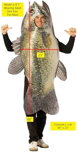 Sea Bass Fish Halloween Costume, Men and Women, One Size Fits Most