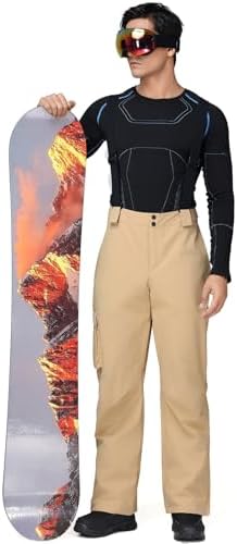 Men's Ski Snow Pants Insulated Waterproof Snowboard Cargo Pants Bibs Regular Fit