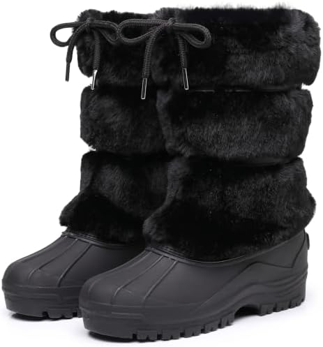 Waterfproof Snow Boots for Women Furry Fuzzy Faux Fur Duck Boots