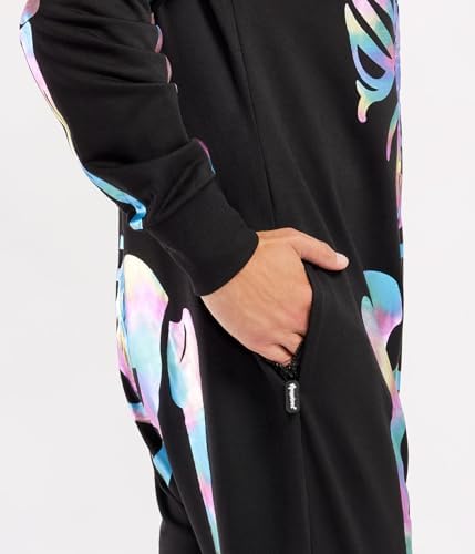 Tipsy Elves Men's Halloween Skeleton Costume Hooded Jumpsuit Adult Onesie