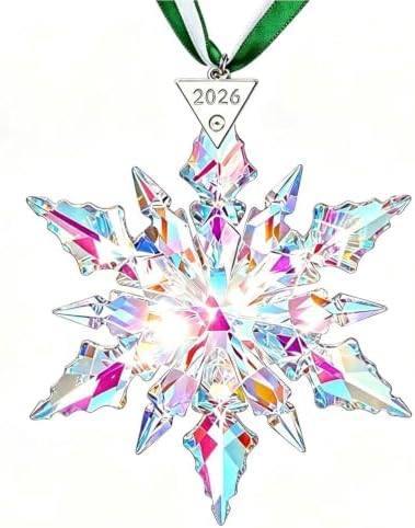 2026Annual Christmas Ornaments Crystal Snowflake Star - Christmas Tree Ornaments Pendant Sun Catcher Home Hanging Decor (2026Colored Crystal 3 Layers)