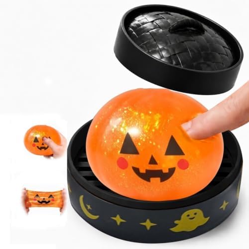Halloween Spooky Pumpkin Stress Ball Squeeze Toy for Adults, Slow Rise Glitter DumplingSpooky Ghost Decorations, Halloween Cute Pumpkin Squeeze Fidget Toy for Stress Anxiety Relief(5 Pack)
