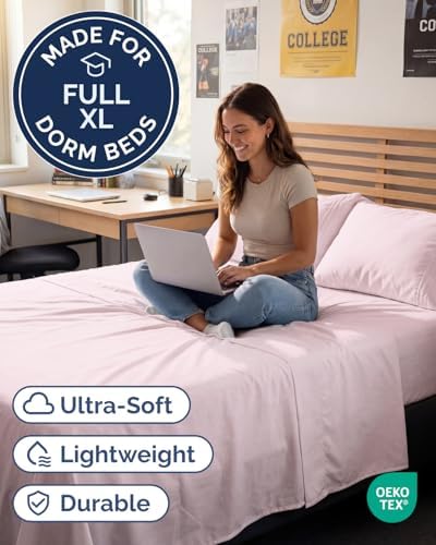 Full XL Sheets - 4 Piece Full XL Sheet Set - Soft & Cooling - Lavender Pink