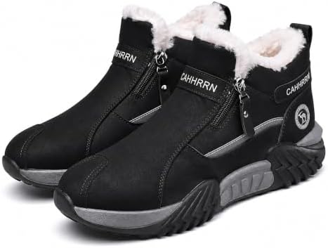 Men's Winter Warm Snow Boots Waterproof Zip‑Up Fur‑Lined Ankle Booties Anti‑Slip Outdoor Footwear for Hiking Commute & Daily Leisure