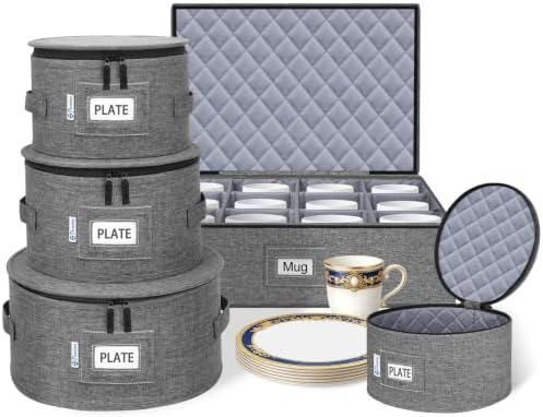 punemi China Storage Containers 5-Piece Hard Shell Dinnerware Moving Boxes