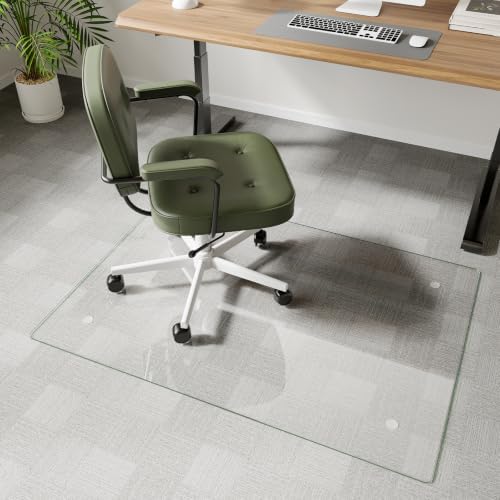 Koonmi Glass Chair Mat for Carpet, 32"x46" Thick Office Chair Mat