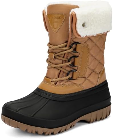 Women's Waterproof Winter Snow Boots, Mid-Calf Duck Boots for Cold Weather