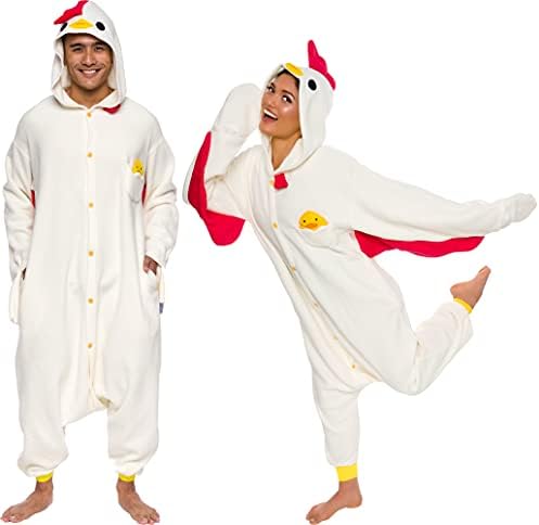 Funziez! Adult Onesie Halloween Costume Animal Dinosaur Shark Unisex Plush One Piece Cosplay Suit for Adults, Men and Women
