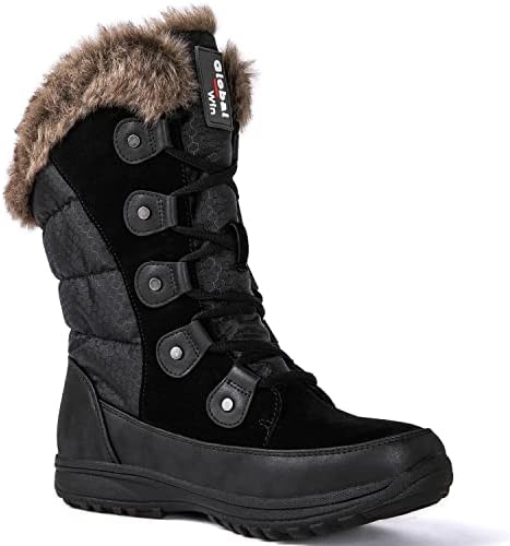GLOBALWIN Women's Snow Boots Waterproof Mid-Calf Winter Boots with Thermal Fleece Lining, Insulated Cold Weather Protection, and Non-Slip Sole for Snowy Commutes