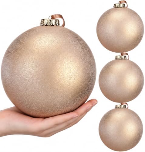 6 Pcs 6'' Large Christmas Ball Ornaments Light Brown Copper