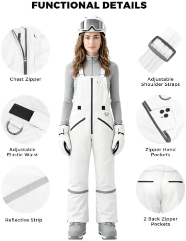 wantdo Womens Snow Bibs Warm Winter Ski Pants Outdoor Snowboarding Overalls
