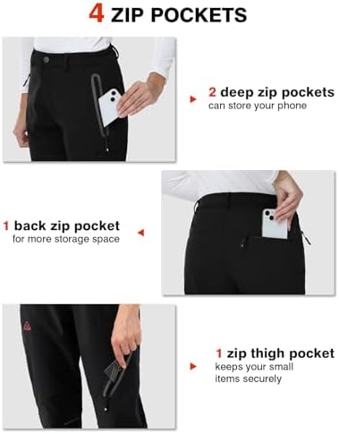 TBMPOY Women's Fleece Lined Ski Snow Pants Waterproof Winter Cargo Hiking Warm Thermal Softshell Insulated Outdoor Pant