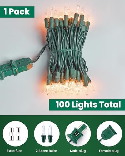 Minetom Clear Christmas String Lights 100 Count 20 Feet Incandescent Bulb