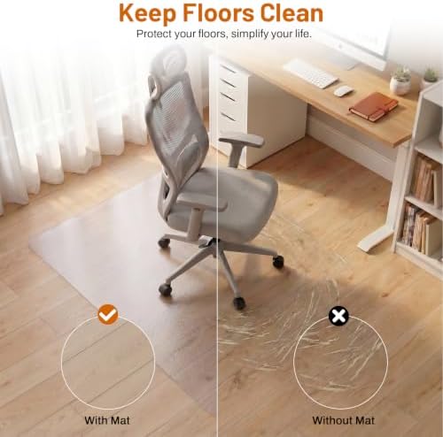 Clear Office Chair Mat for Hardwood Floors, Heavy Duty Protector