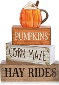 Lineshading 4 Pcs Fall Tiered Tray Decor, Wooden Pumpkin Farmhouse Signs