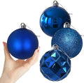 Royal Blue Set of XL (4.0") 4PCS Christmas Balls - Christmas Tree Decoration Ornaments Shatterproof Hanging Balls for New Year Easter Valentine Holiday Decorations