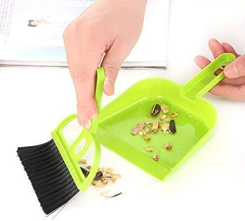 CHIRON Mini Dustpan Supdi with Brush Broom Set for Multipurpose Cleaning Laptops, Keyboards, Dining Table, Car Seats, Carpets (Multicolor, Small) -Pack of 2