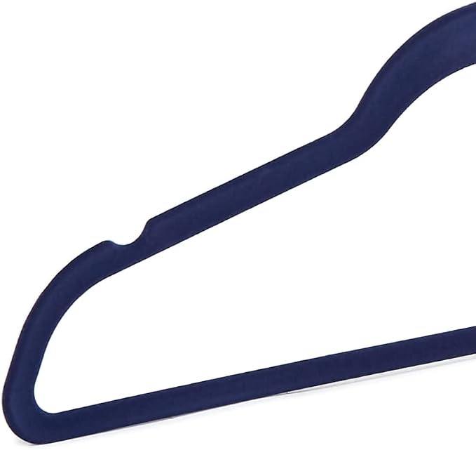 Amazon Basics Slim Velvet Non-Slip Space Saving Suit Clothes Hangers, Sturdy Construction, Navy Blue/Rose Gold, 50-Pack