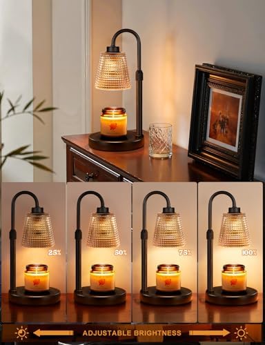 Amber Candle Warmer Lamp with Timer, Dimmable Candle Warmer for Jar Candles, Height Adjustable Wax Melts Warmer, Birthday Gifts for Women Mom, House Warming Gifts New Home Decor