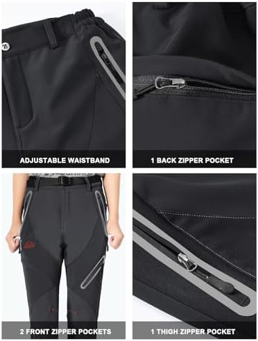 Rdruko Women's Snow Pants Waterproof Insulated Fleece Thermal Ski Hiking Snowboard Pants