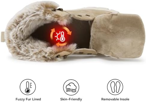 ANJOUFEMME Womens Winter Snow Hiking Boots Fur Lined Lightweight Warm Shoes