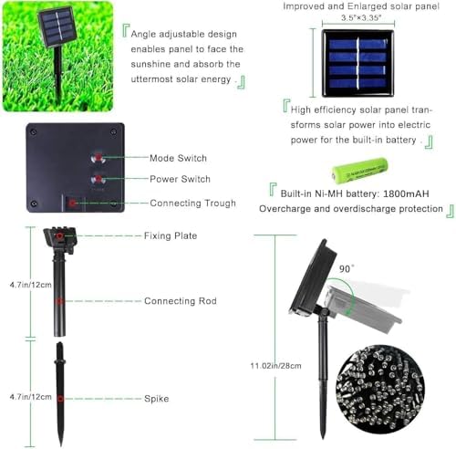 OZS 4 Pack 320 LED Solar String Lights Outdoor Waterproof, Cool White