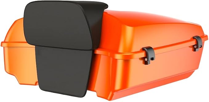 Advanblack Road Glide Tour Trunk Pack Wicked Orange Pearl Chopped Tour Trunk Pack Backrest Pad for '97-'25 Harley Touring Road King Street Glide Electra Glide CVO models