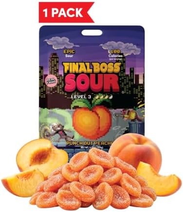 Final Boss Sour Fruit Candy, Punch-Out Peaches, Level 3, 1 Pack
