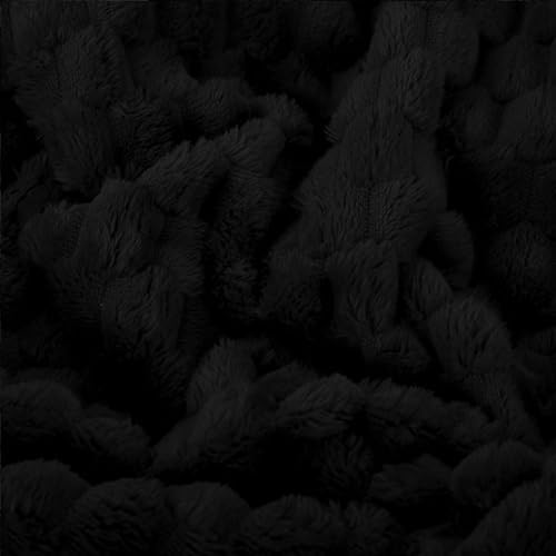 Puncuntex Black Throw Blanket 90"×90" inches Fuzzy 3D Jacquard Decorative