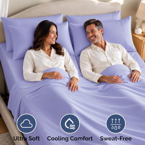 Flex Top Split Head King 4 Piece Sheet Set - Soft & Breathable - Lavender