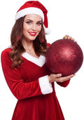 Threan 8 Inch Burgundy Glitter Large Christmas Ball Ornament