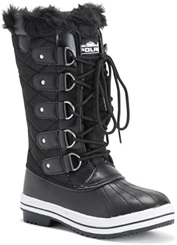 POLAR Womens Snow Boot Nylon Tall Winter Fur Lined Snow Warm Waterproof Rain Boot