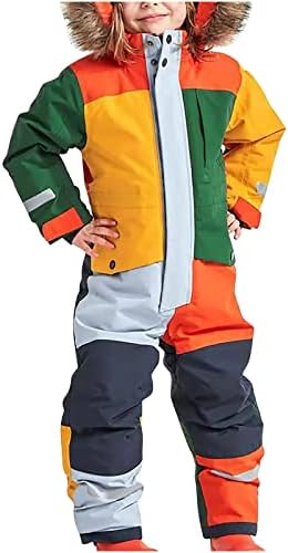 YRAETENM Snow Suit for Kids Boys Girls One Piece Snowsuit Girls and Boys Waterproof Insulated Winter Jumpsuit Coveralls