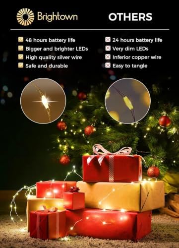 Brightown 12 Pack Multi Color Fairy Lights Battery Operated for Xmas Decor
