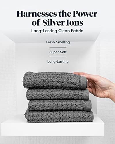 Sutera Silverthread Bath Towel | 16" x 30" (Grey) | Silver Ion Technology; waffle weave design for quick-drying; 100% U.S. Pima Cotton; plush for spa or everyday use