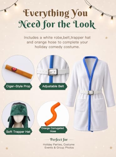Apragaz Funny Halloween Costume for Men, Adult Christmas Costume Set with White Robe Men, Hat, Orange Tube and Belt, Halloween Christmas Holiday Party Costume Outfit for Men Women