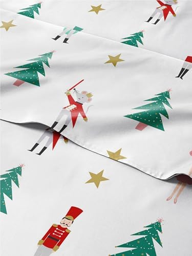 Christmas Sheet Set, Nutcracker Ballet, Holiday Xmas Bedding Set - Queen