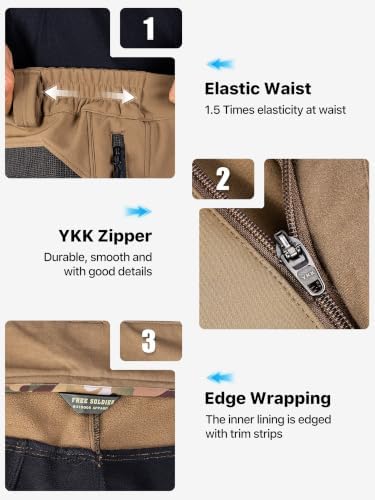 FREE SOLDIER Men's Fleece Lined Pants Softshell Snow Ski Pants