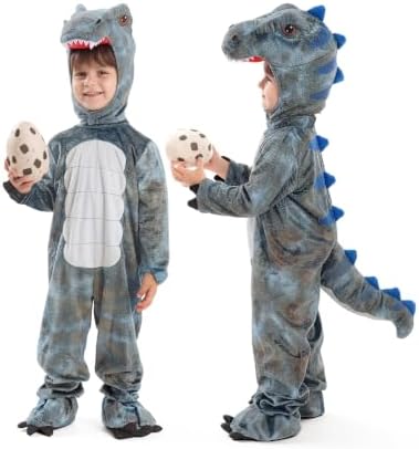 Spooktacular Creations Halloween Realistic T.rex Costume Outfit Dinosaur Jumpsuit with Egg